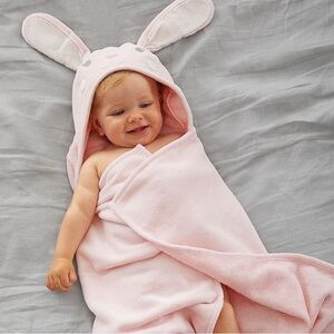Pottery Barn Plush Baby Hooded Towel Collection Lilac New Bath Wrap Bunny